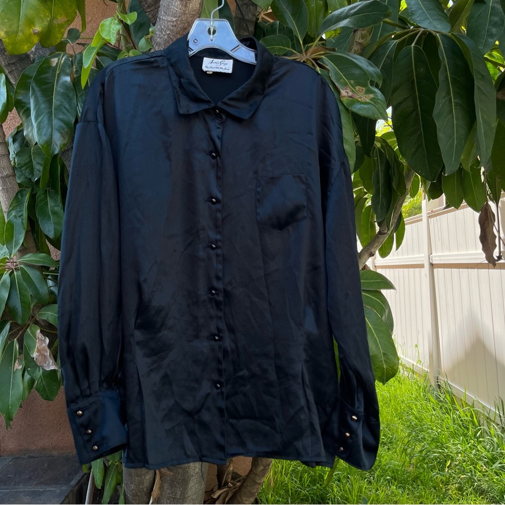 Vintage 90s Andree Goye For The Shirt Off My Back Button Down Shirt in black.